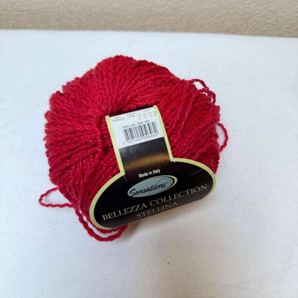 Sensations Bellezza Collection Stellina‎ Wool Blend 1 Skein of Red Yarn